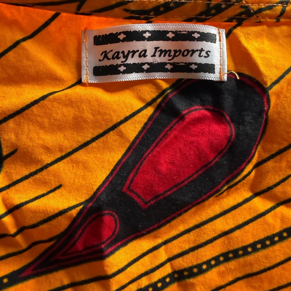 Bold Mustard Yellow Wrap Maxi Dress with Red & Black Accents 57”for wrapping - Picture 6 of 12